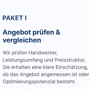 PAKET I  Angebot prüfen & vergleichen